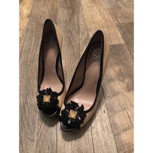 Vince Camuto nude bling peep toe heels